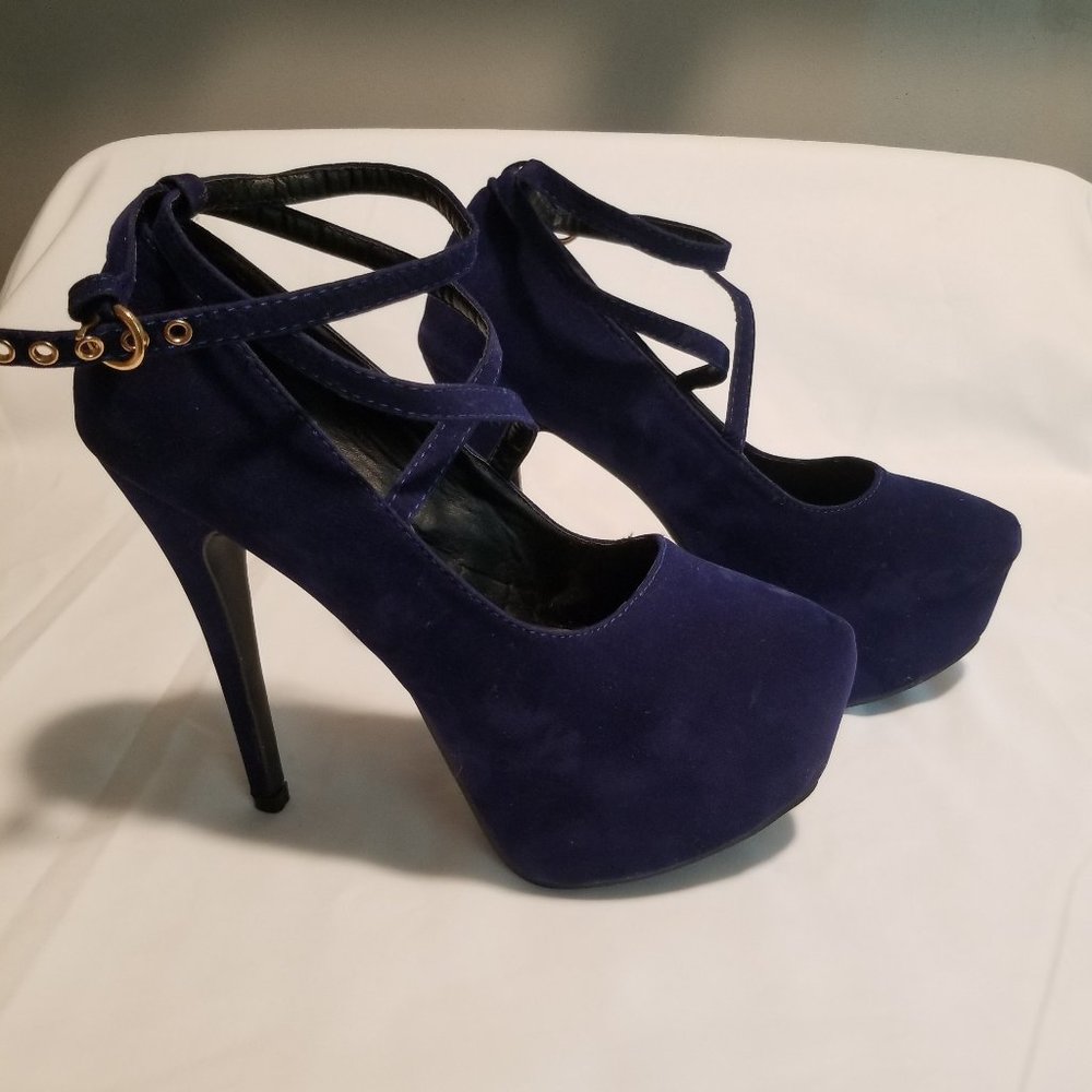 Blue Velvet - 6" Platform Heels